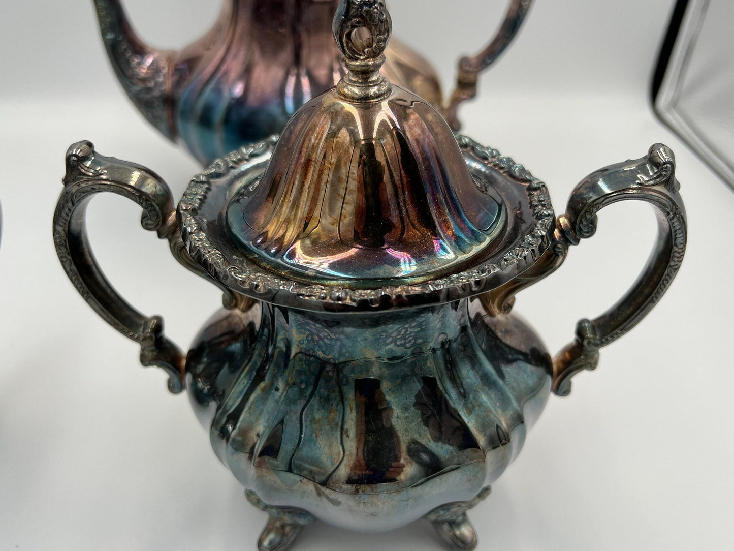 Vintage Silver Coffee and Tea Set (Pot, Creamer & Sugar Bowl)