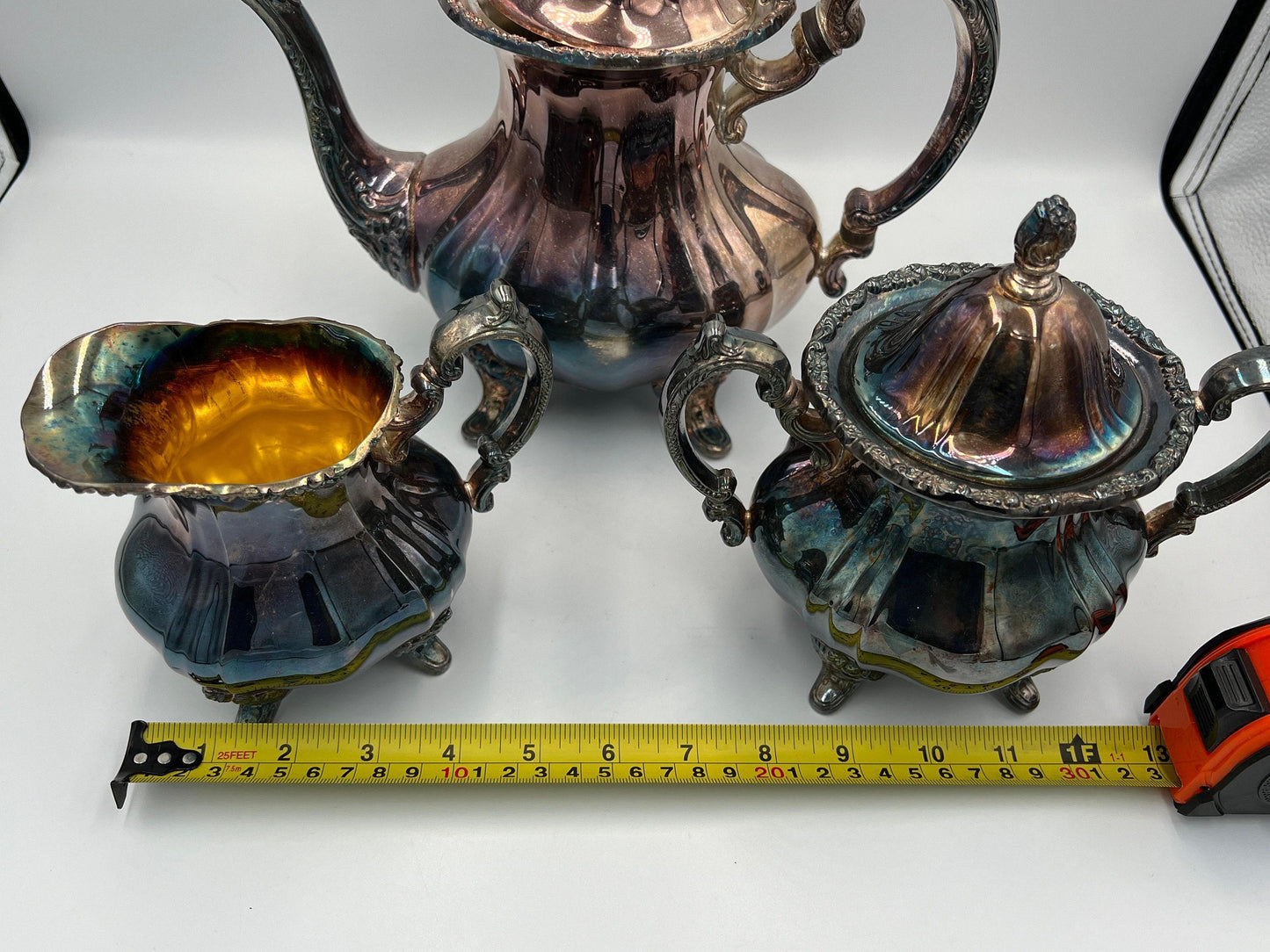 Vintage Silver Coffee and Tea Set (Pot, Creamer & Sugar Bowl)