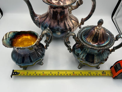 Vintage Silver Coffee and Tea Set (Pot, Creamer & Sugar Bowl)