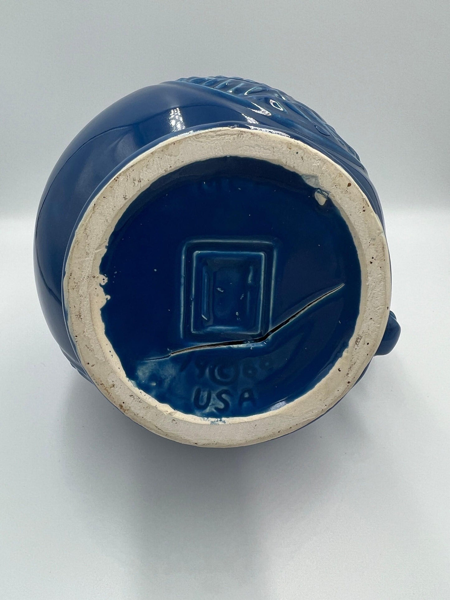 Blue Turkey Pitcher and Basin - Mid Century McCoy Pottery Set