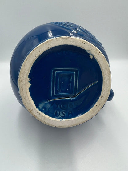 Blue Turkey Pitcher and Basin - Mid Century McCoy Pottery Set