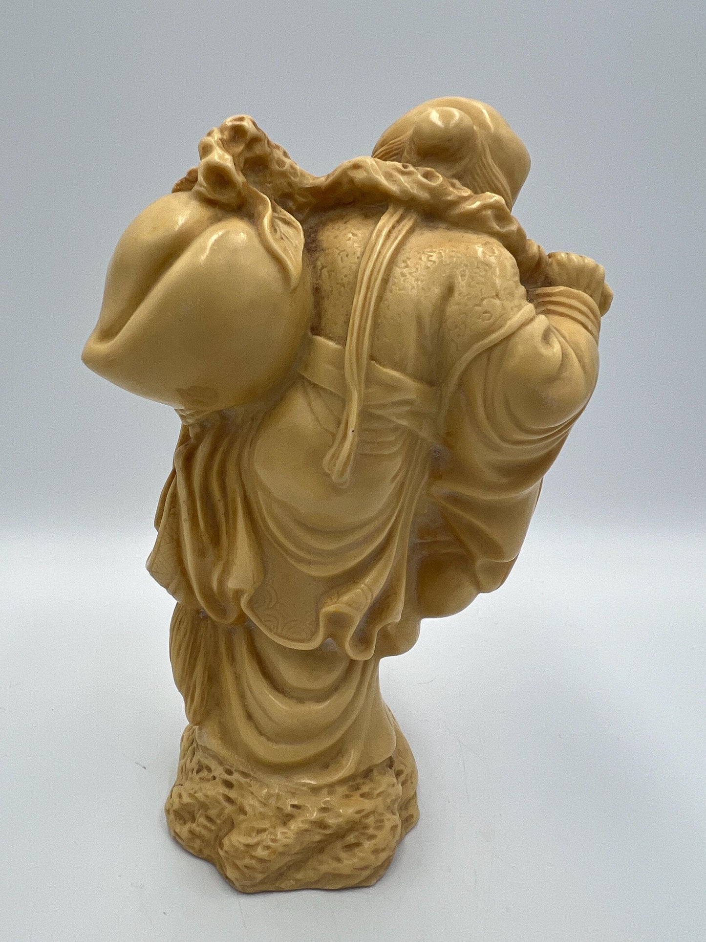 Asian Boxwood Figure: Hand Carved Wood Statue - Rustic Decorative Art
