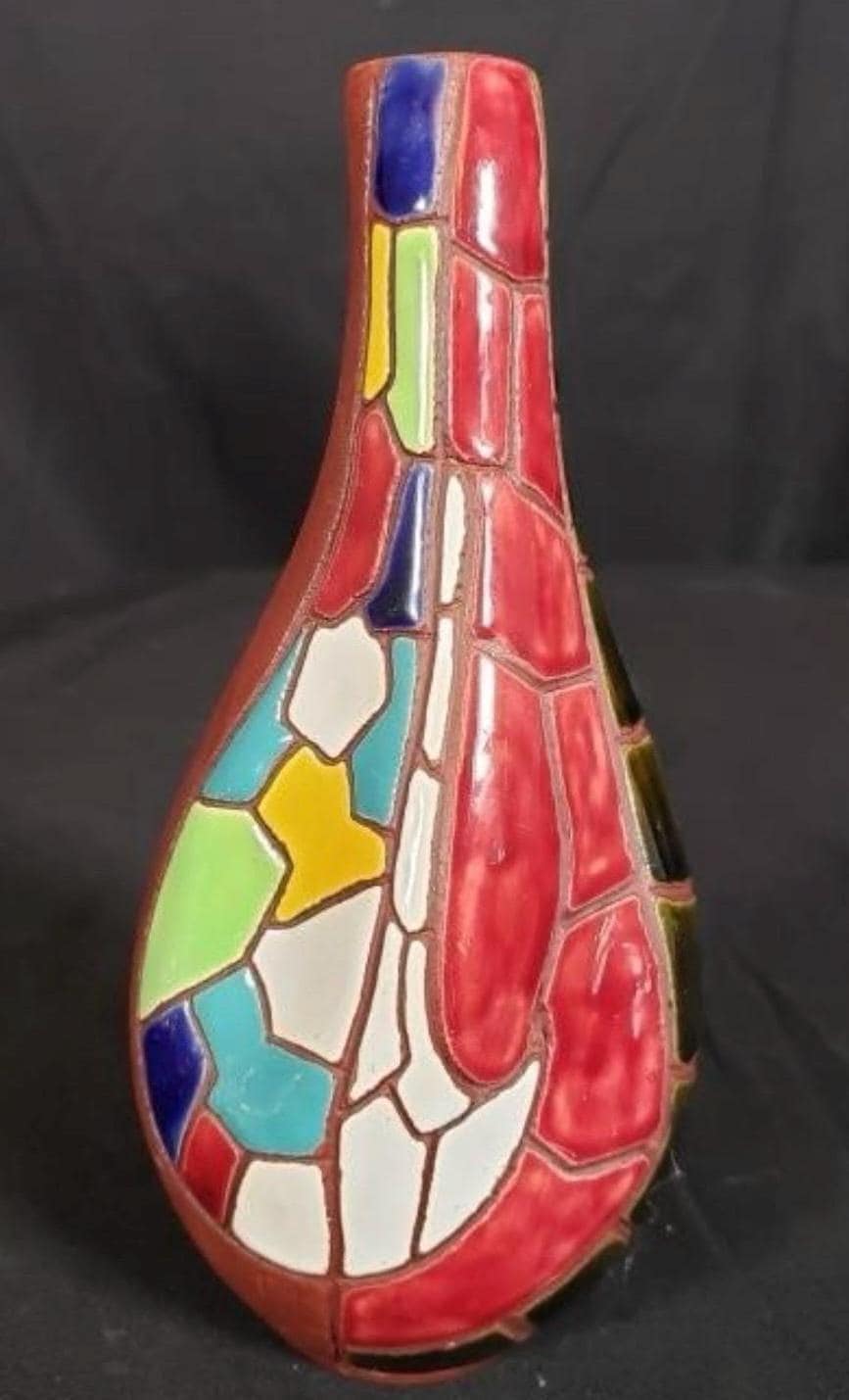 Vintage MCM vase Keramos, hand painted, Israel