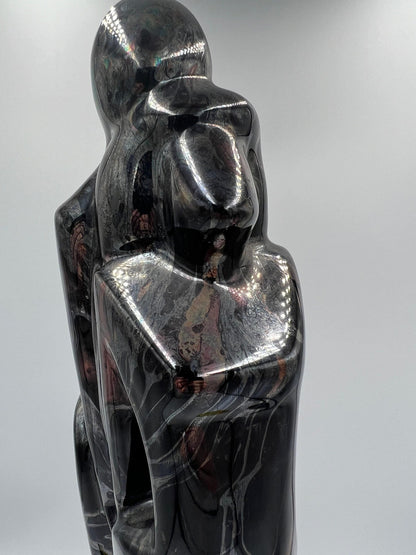 Haeger Couple Statue, Glossy Black Ceramic Embrace (1994 Vintage)