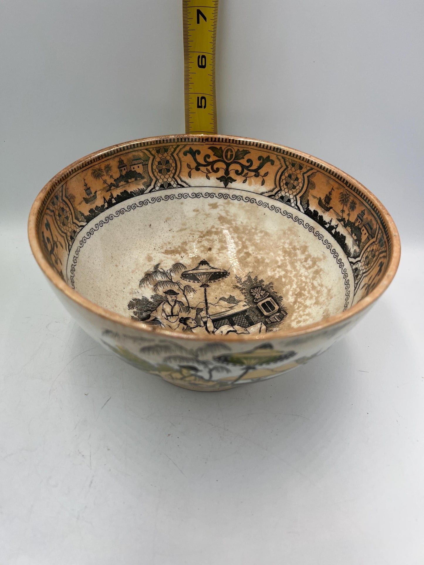 Pajong Pattern Rice Bowl: Vintage Dutch Ceramic (7.5" Diameter)