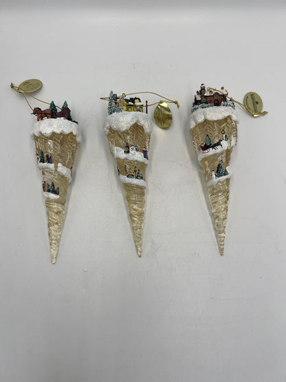 Thomas Kinkade Icicle Village Ornaments 3 Different Sets Available