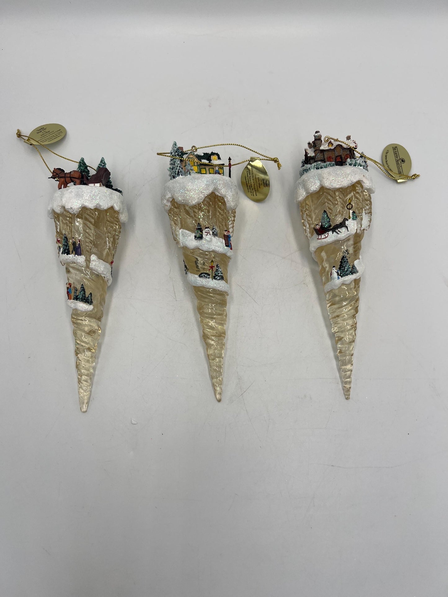 Thomas Kinkade Icicle Village Ornaments 3 Different Sets Available