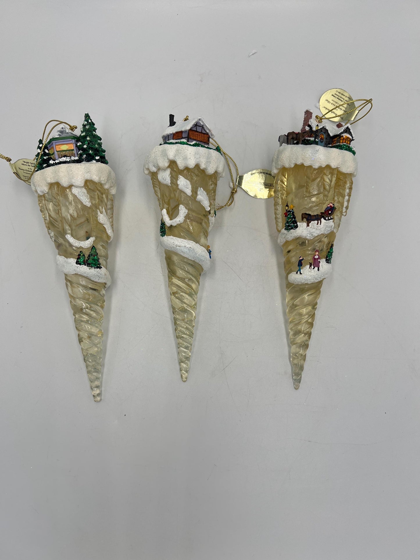 Thomas Kinkade Icicle Village Ornaments 3 Different Sets Available
