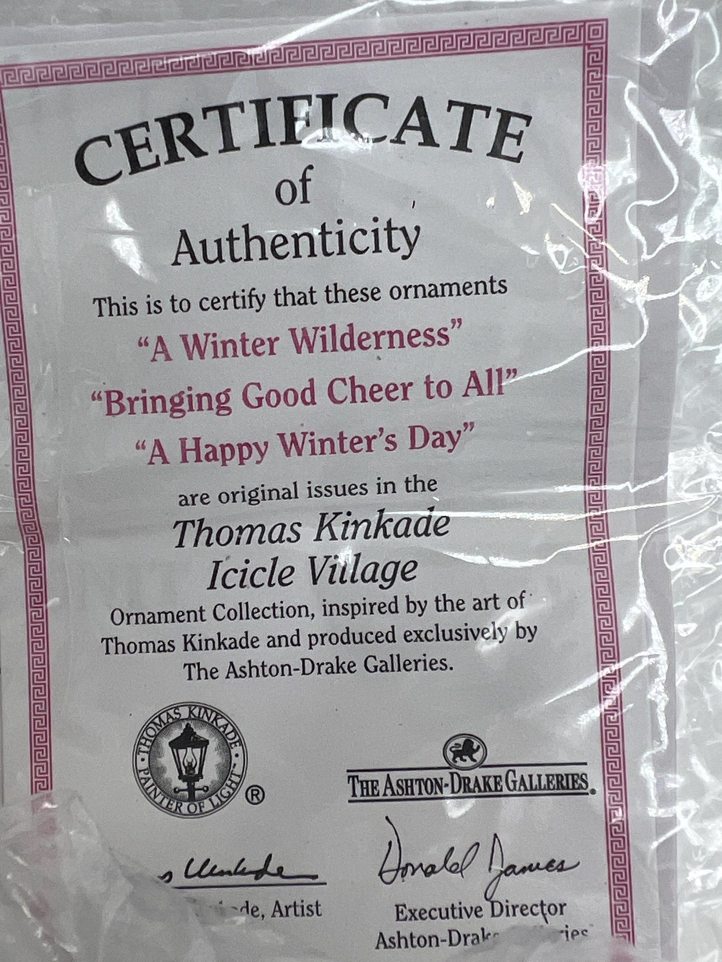Thomas Kinkade Icicle Village Ornaments 3 Different Sets Available