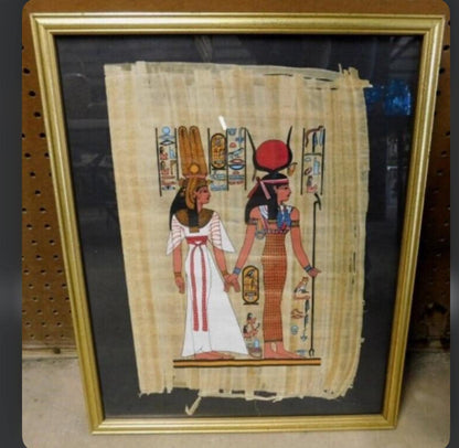 Egyptian Papyrus Painting: Hand Painted Horus and Pharaoh Art
