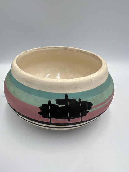 Native American Style Bowl: Rustic Handmade Clay - Southwestern Decor