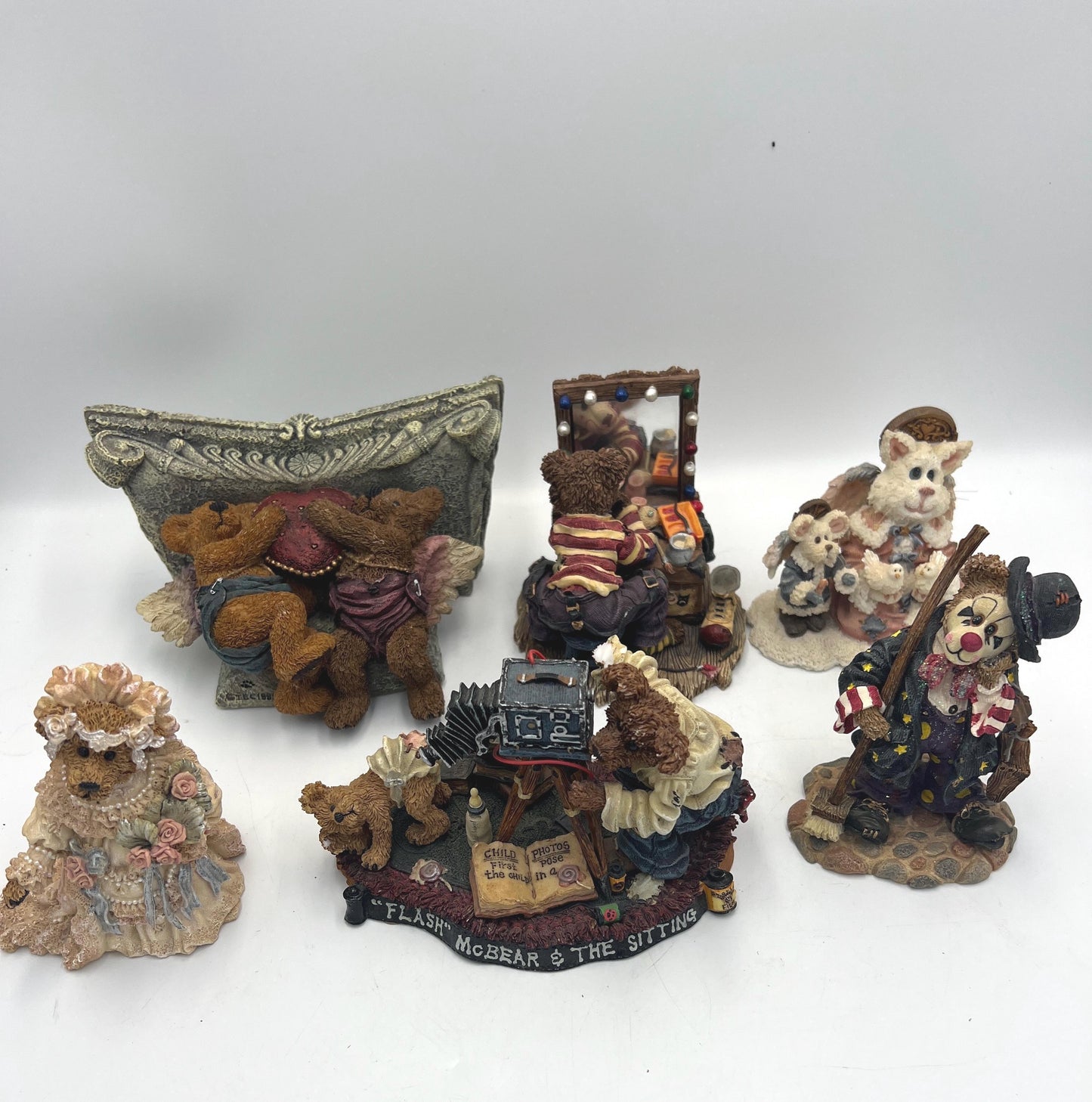Boyd's Bears Resin Figurines, Vintage Friends Set (Lot of 6)