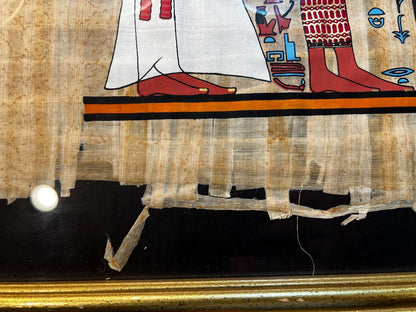 Egyptian Papyrus Painting: Hand Painted Horus and Pharaoh Art