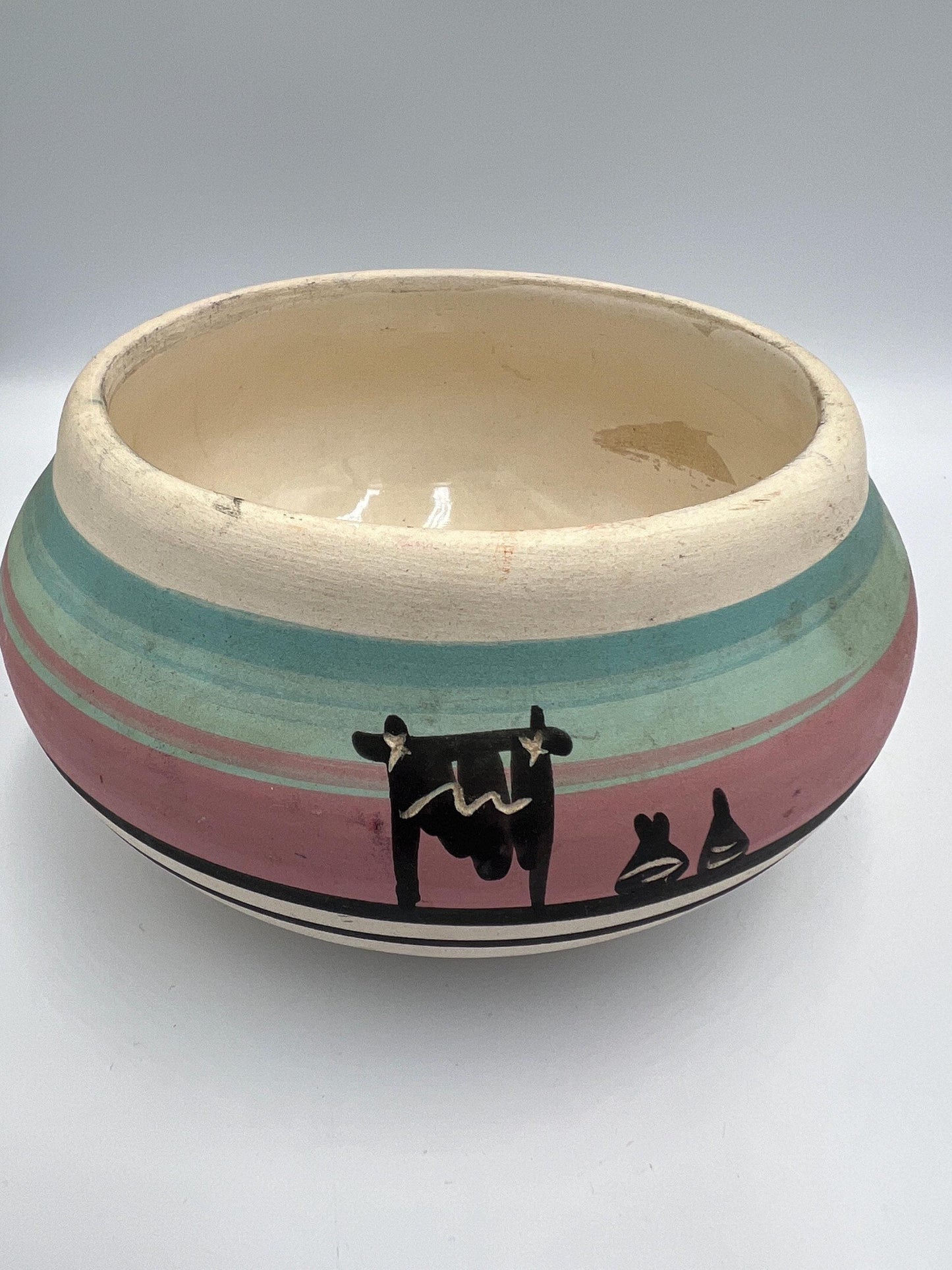 Native American Style Bowl: Rustic Handmade Clay - Southwestern Decor