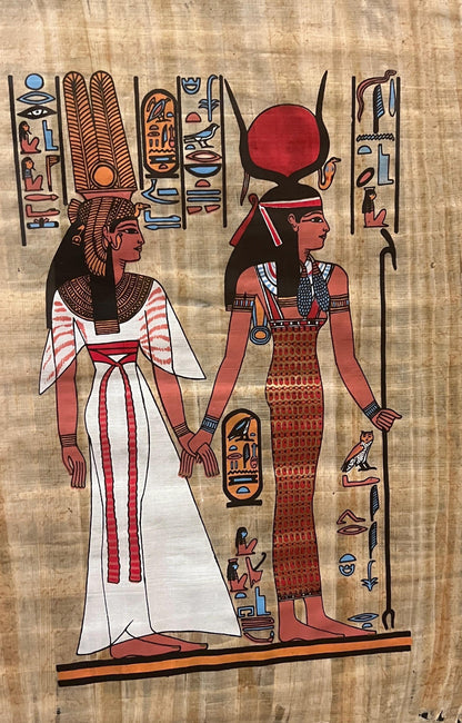 Egyptian Papyrus Painting: Hand Painted Horus and Pharaoh Art