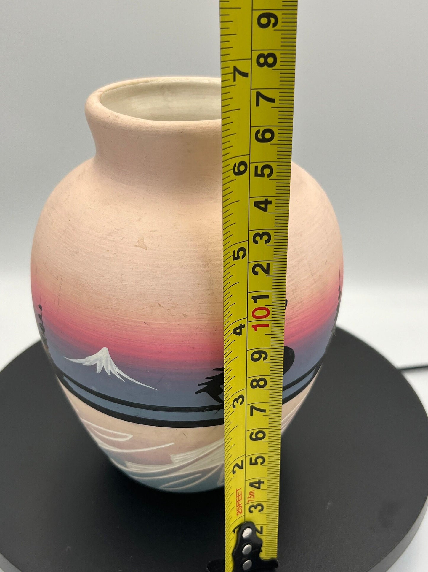 Navajo pottery Vase, Landscape with Tee Pee Signed