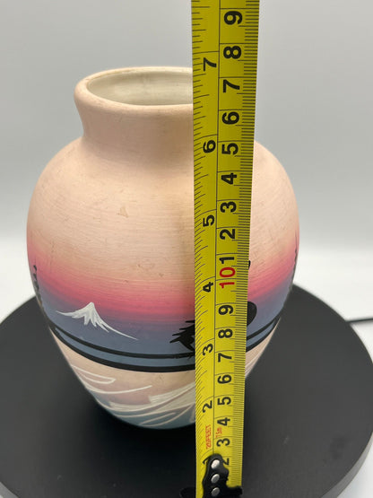 Navajo pottery Vase, Landscape with Tee Pee Signed