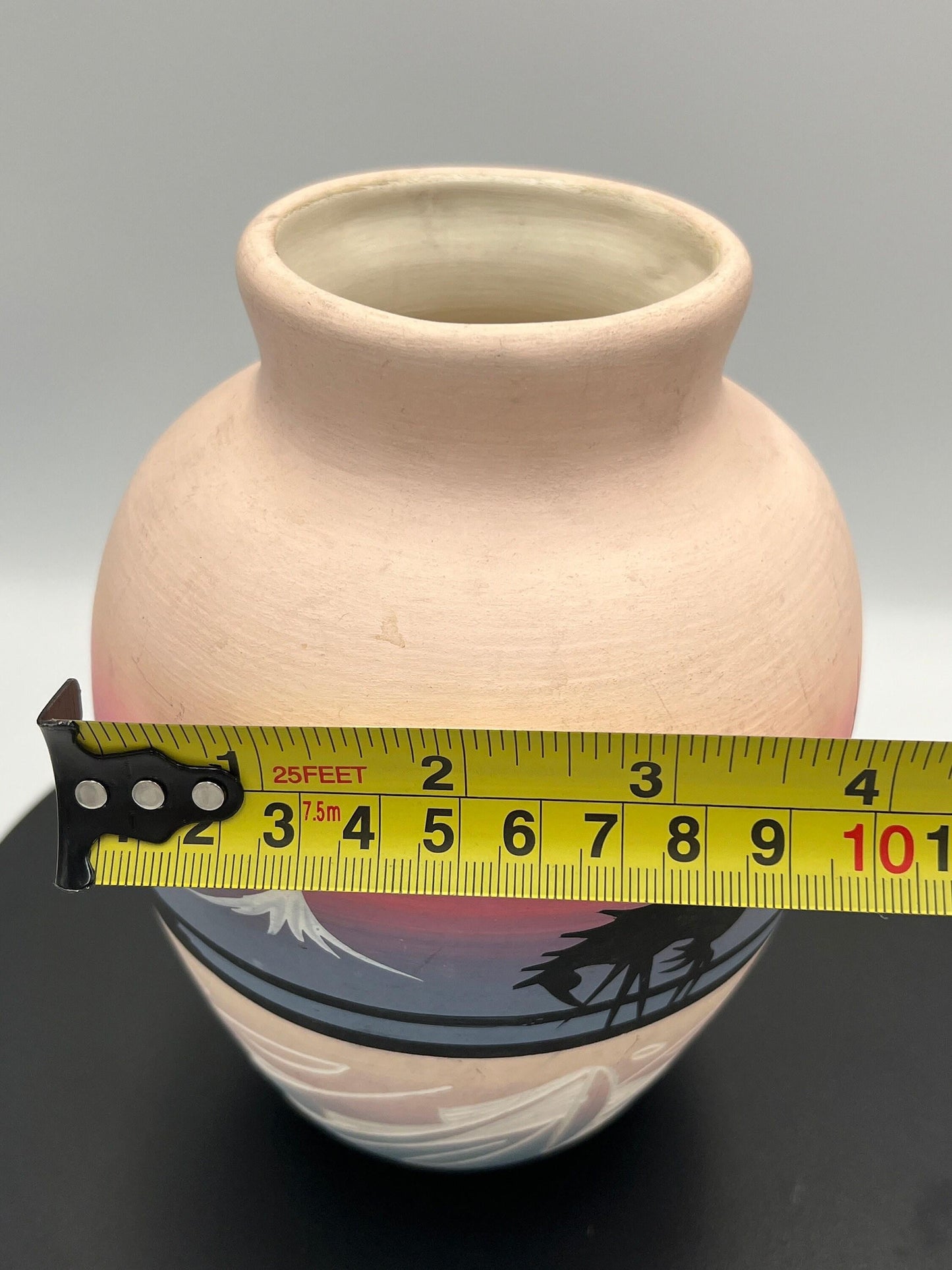 Navajo pottery Vase, Landscape with Tee Pee Signed