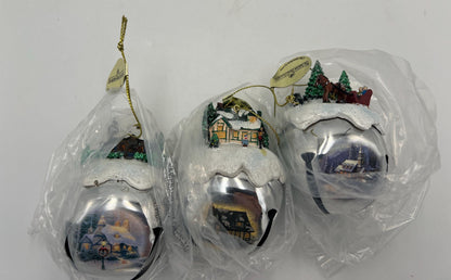 Christmas tree ornaments Ashton Drake Thomas Kinkaid Sleigh Bells Set of 3