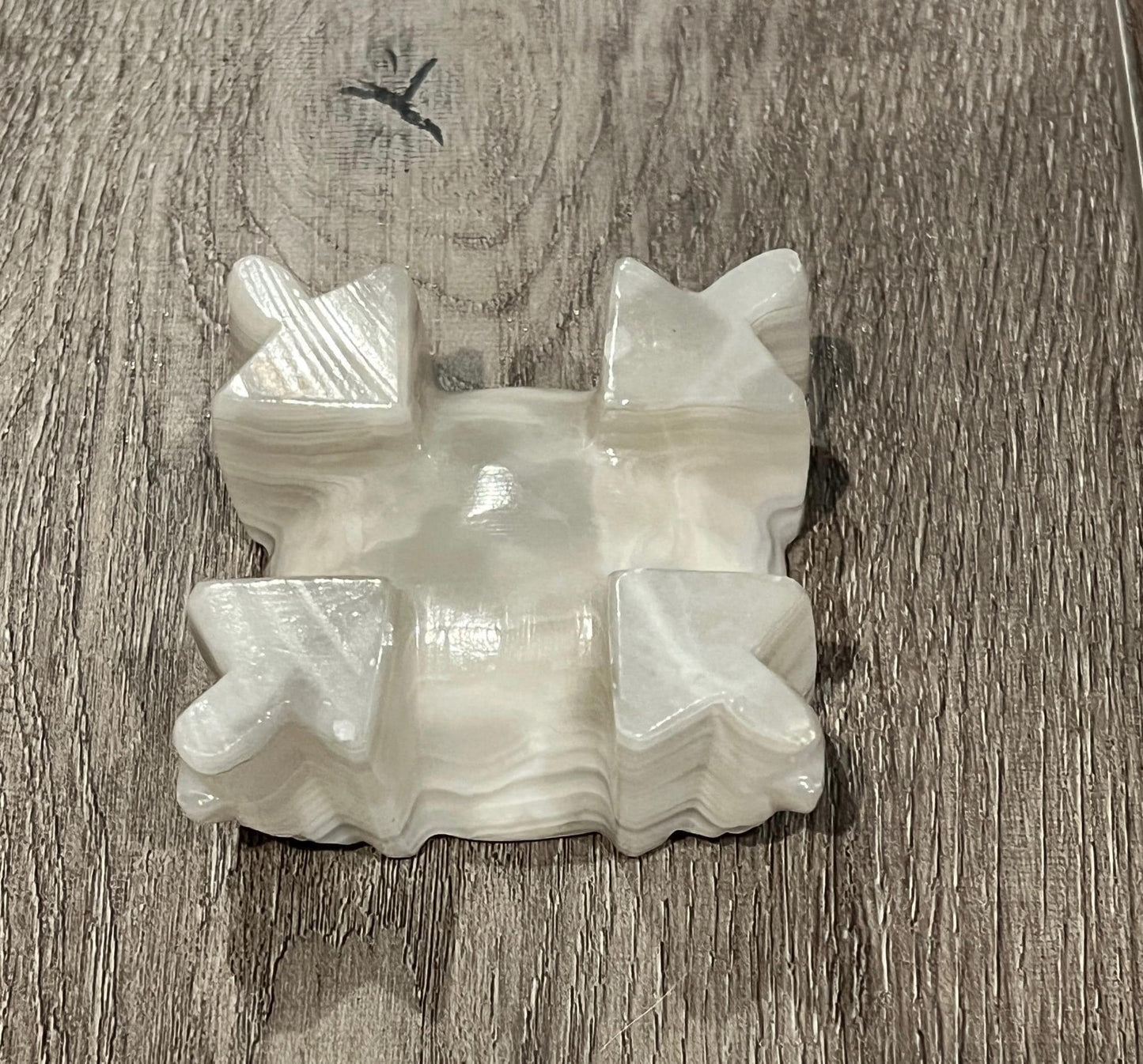 Vintage Carved Mexican Aztec Engraved Ashtray Marble Onyx Alabaster