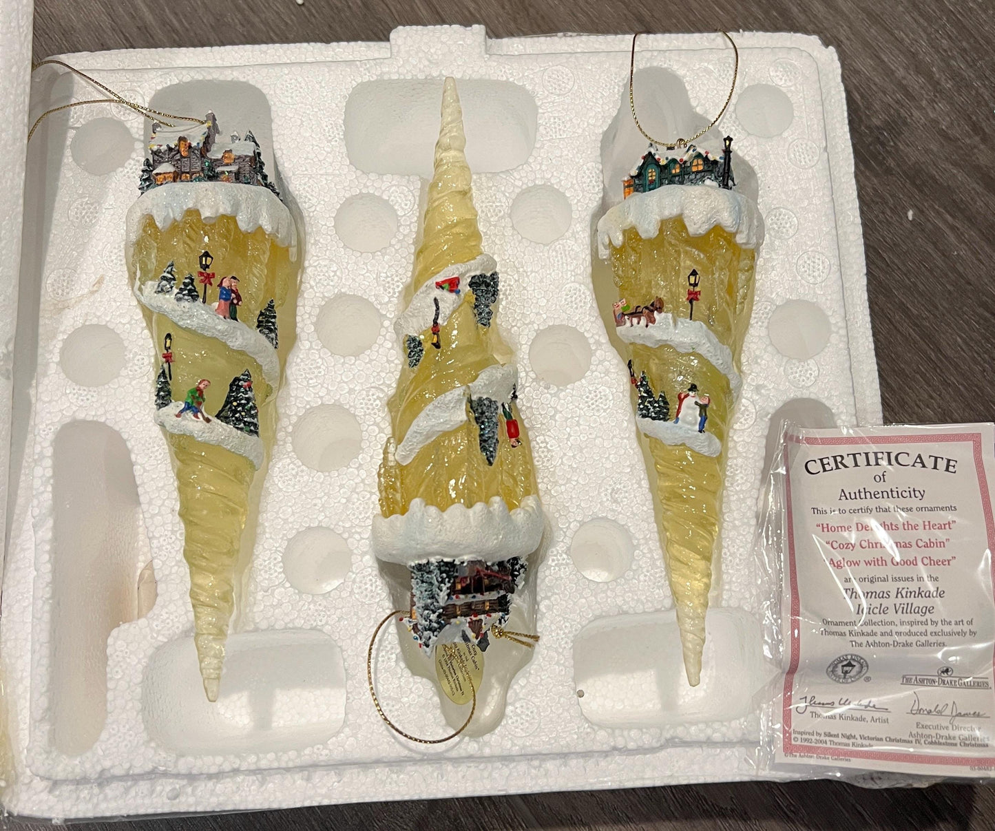 Thomas Kinkade Icicle Ornaments: Hand-Painted Village Scenes