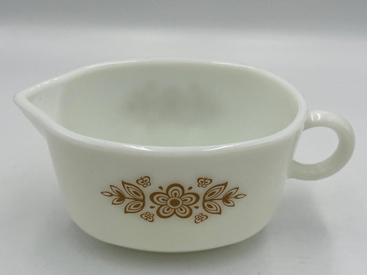 Vintage Pyrex Butterfly Gold Gravy Boat with Plate