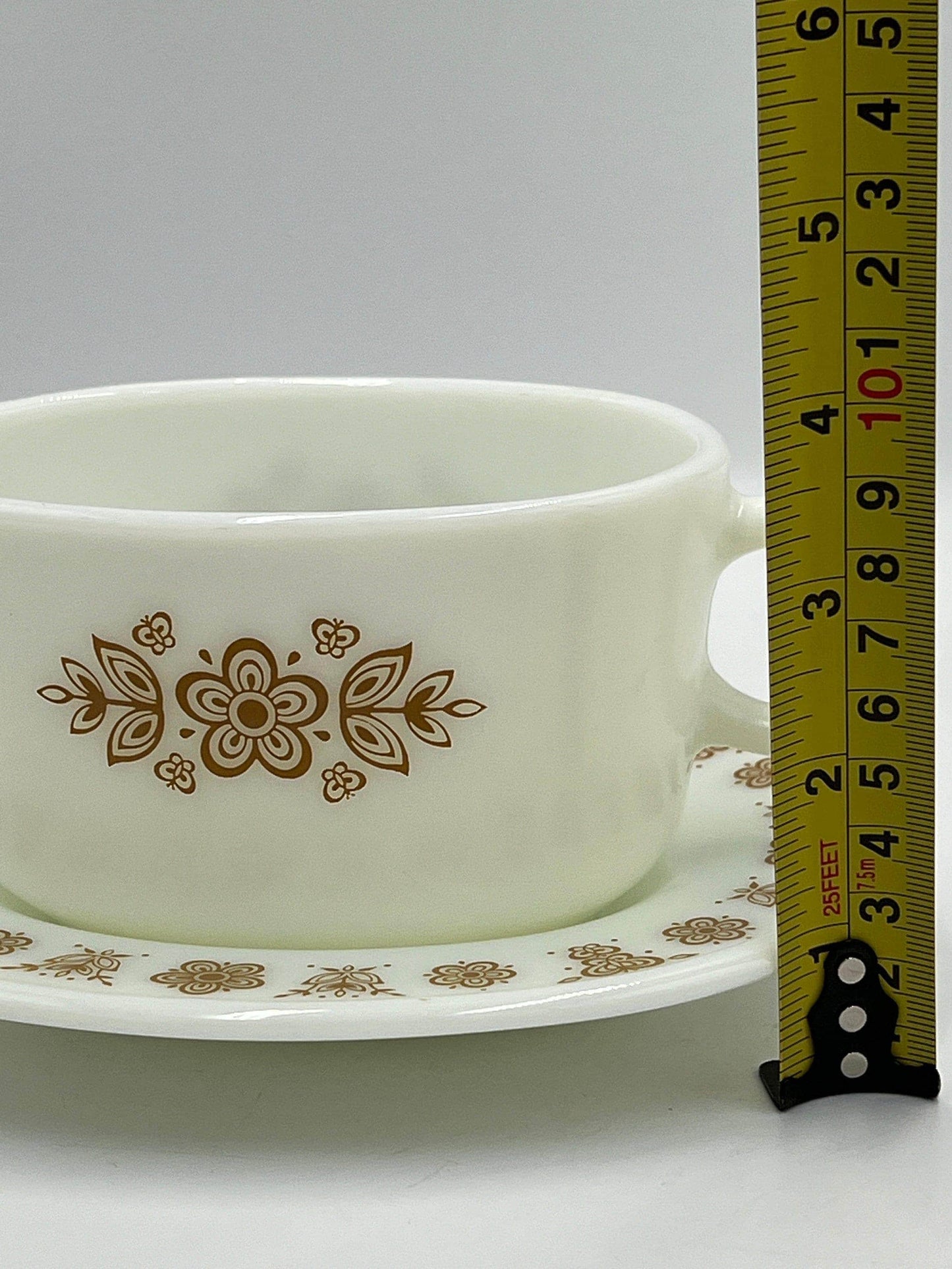 Vintage Pyrex Gravy Boat, Butterfly Gold Pattern (With Plate)