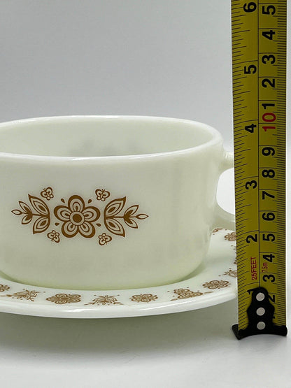 Vintage Pyrex Gravy Boat, Butterfly Gold Pattern (With Plate)
