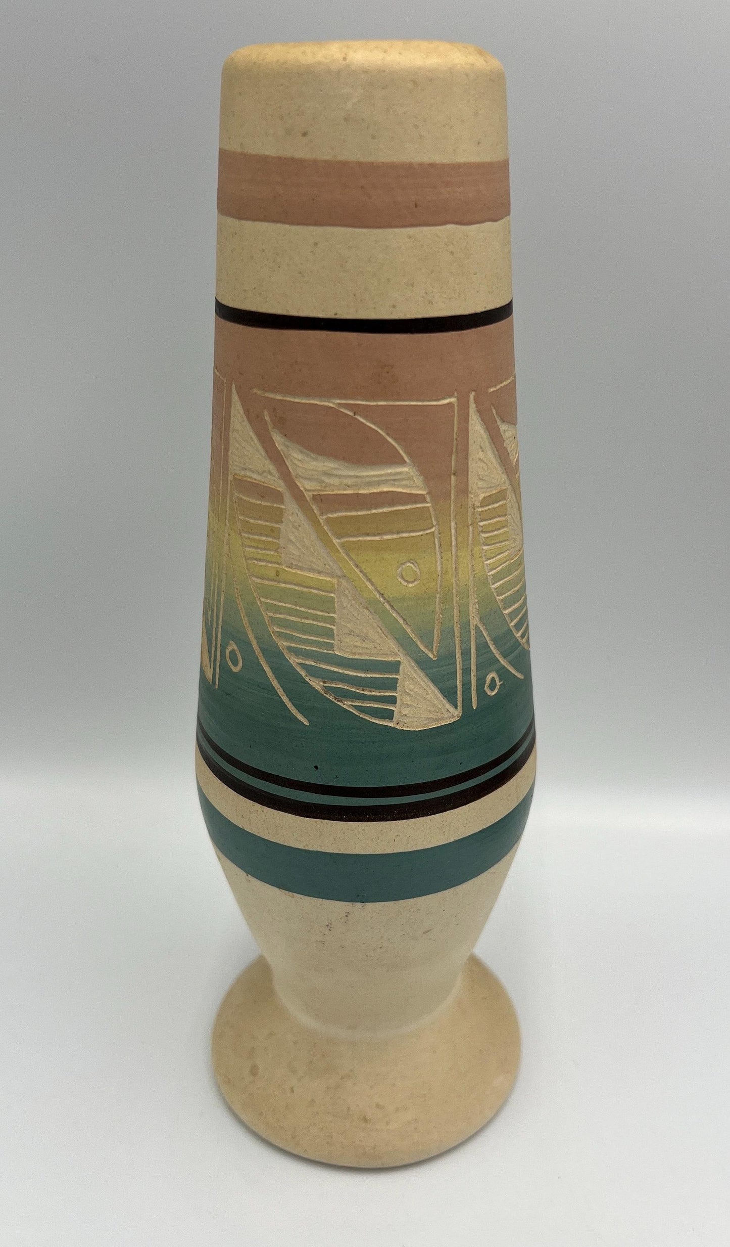 Tribal Design Vase: Signed Jean Pottery (Rustic Ceramic, Small)