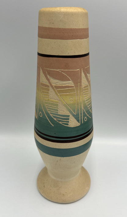 Tribal Design Vase: Signed Jean Pottery (Rustic Ceramic, Small)