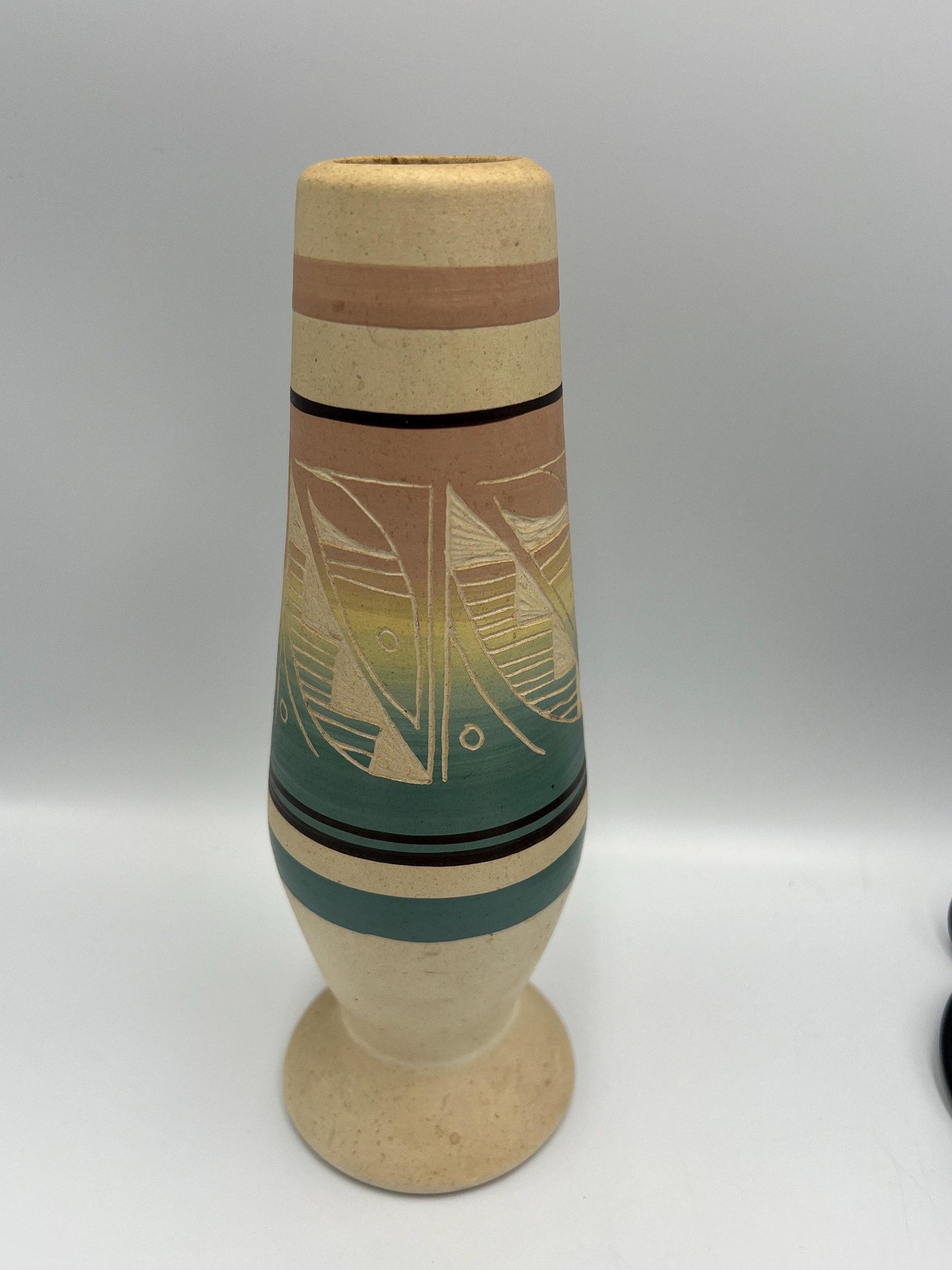 Tribal Design Vase: Signed Jean Pottery (Rustic Ceramic, Small)