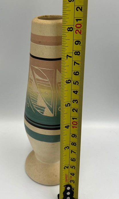 Tribal Design Vase: Signed Jean Pottery (Rustic Ceramic, Small)
