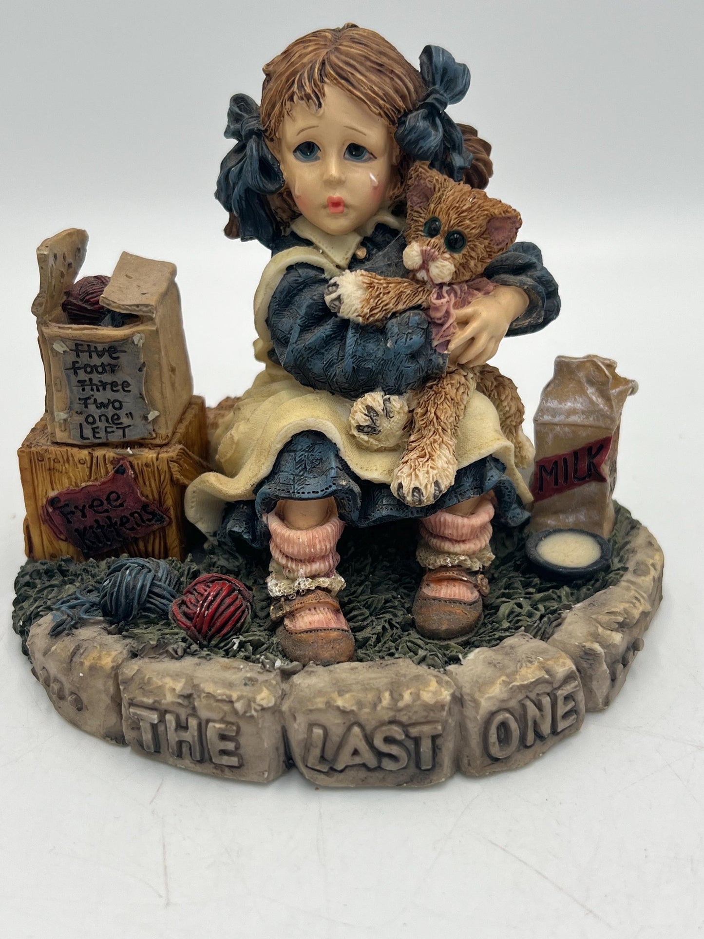 Dollstone Figurines: Vintage Hand-Painted Resin - Children with Animals