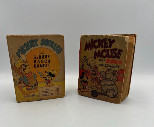 DISNEY Books Mickey Mouse Fragile - Mickey Mouse and The Dude Ranch Bandit 1943 - Mickey and Bobo the Elephant 1935