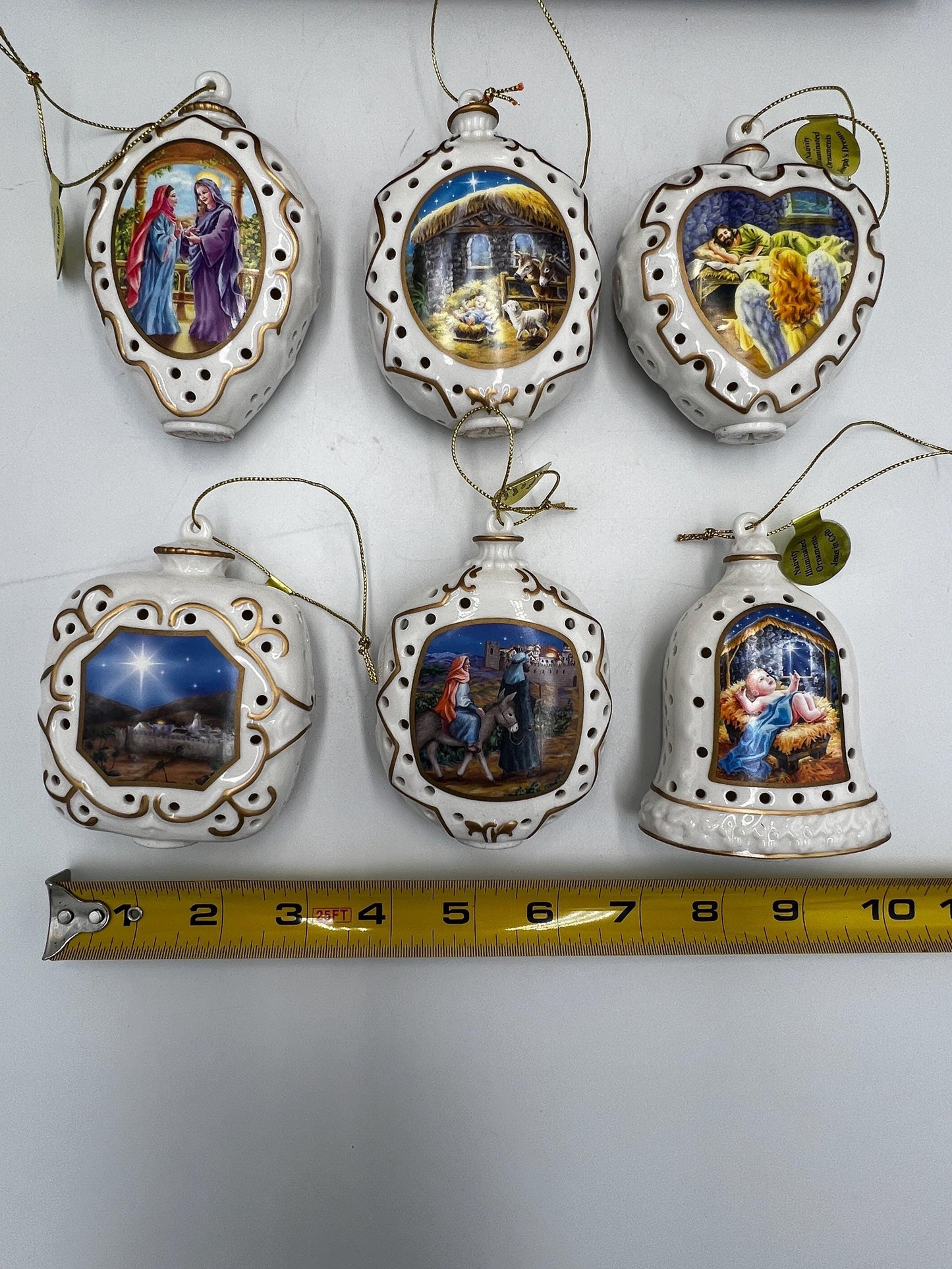 Nativity Ornament Collection: Hand-Painted Porcelain - 12 Pieces with Box