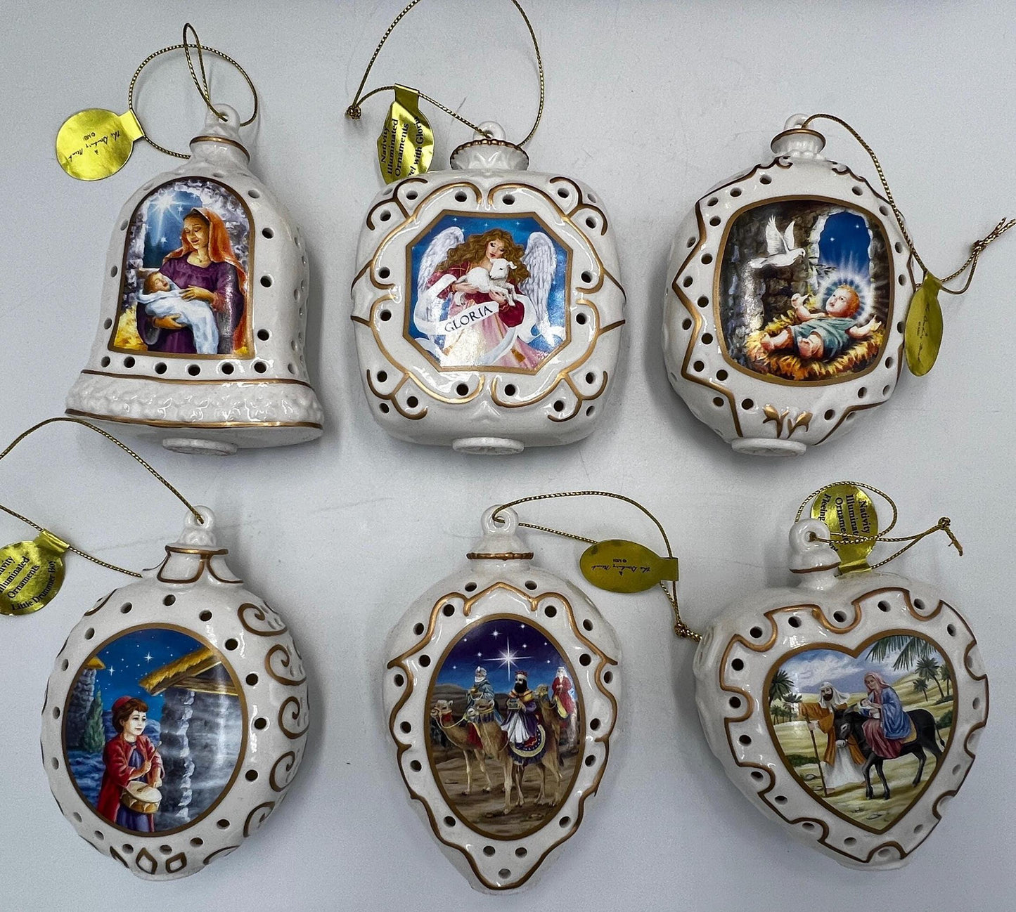 Nativity Ornament Collection: Hand-Painted Porcelain - 12 Pieces with Box