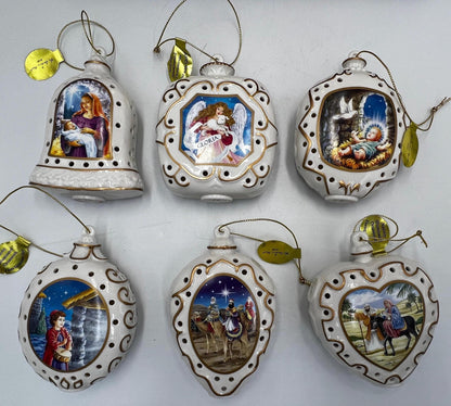 Nativity Ornament Collection: Hand-Painted Porcelain - 12 Pieces with Box