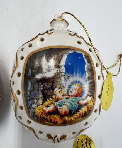 Nativity Ornament Collection: Hand-Painted Porcelain - 12 Pieces with Box