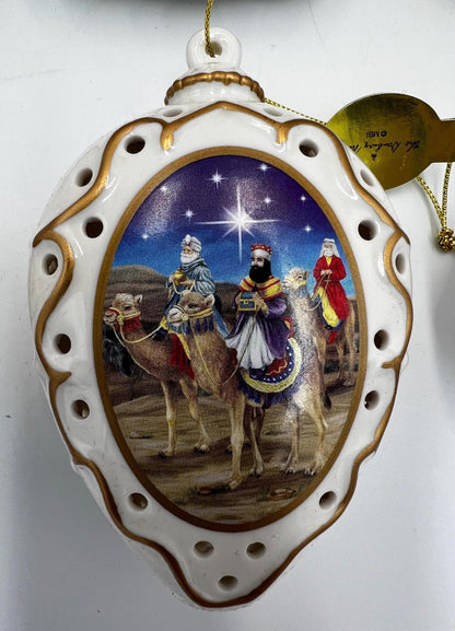Nativity Ornament Collection: Hand-Painted Porcelain - 12 Pieces with Box