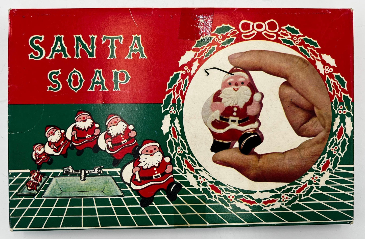 1960s Santa Soap Set - Boxed Hand-Painted Mini Soaps, Mid-Century Decor