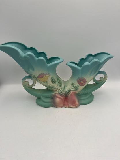 Hull Pottery Cornucopia Double Handled Vases, circa 1949 B13 13"