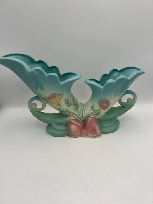 Hull Pottery Cornucopia Double Handled Vases, circa 1949 B13 13"