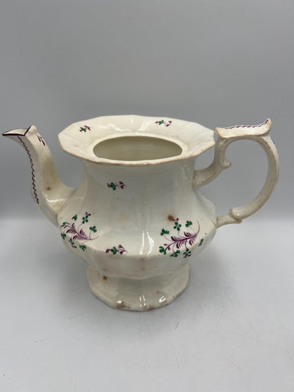 Antique Staffordshire Sprigware teapot, likely from the early 19th century