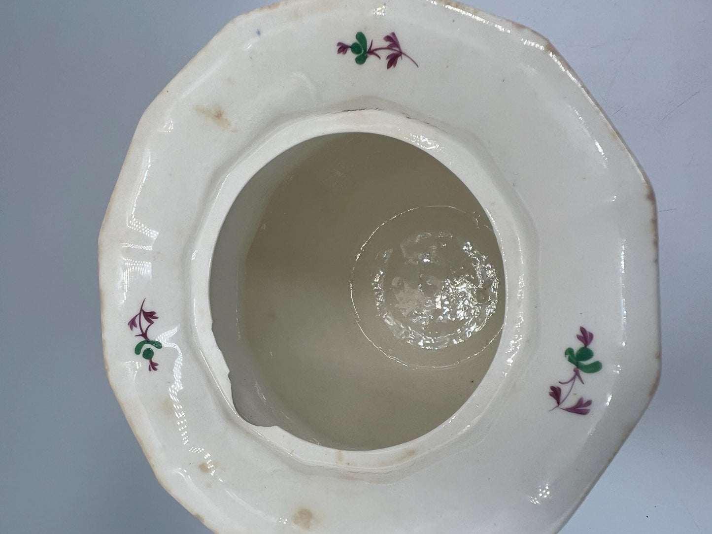 Antique Staffordshire Sprigware teapot, likely from the early 19th century