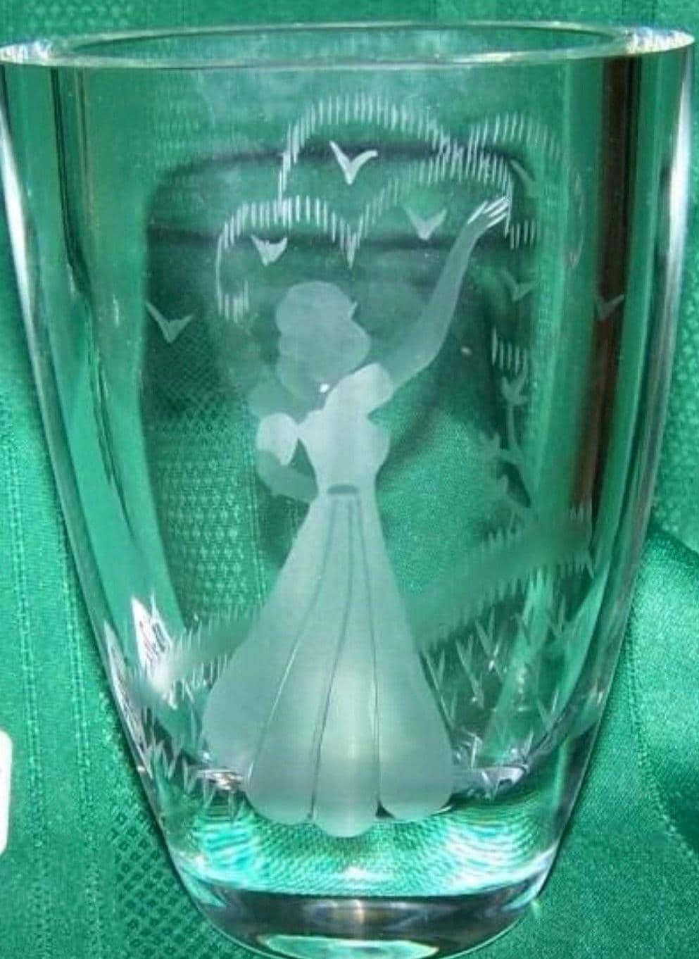 Mid-Century Orrefors Vase - Girl with Birds, Swedish Art Glass