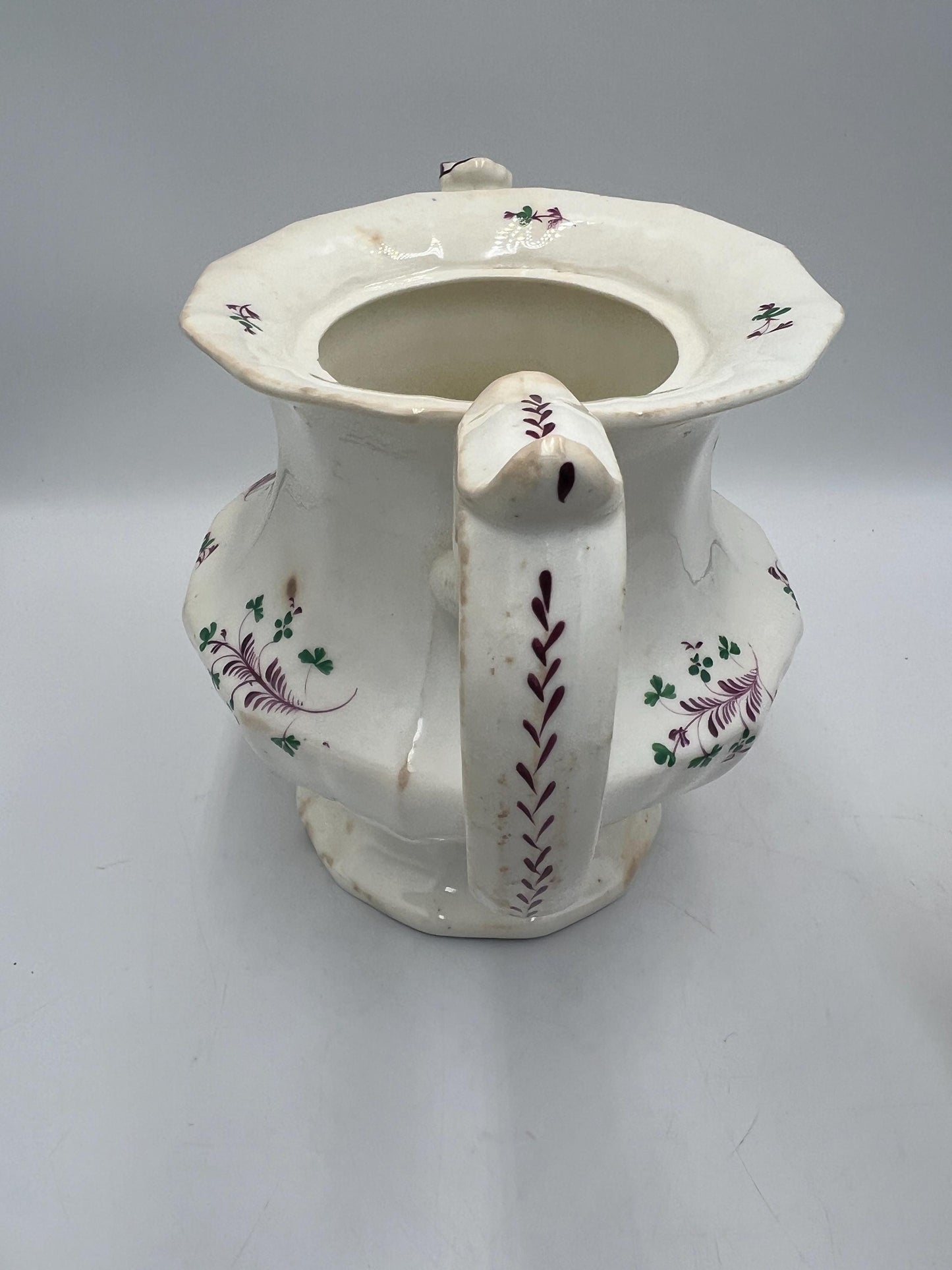 Antique Staffordshire Sprigware teapot, likely from the early 19th century