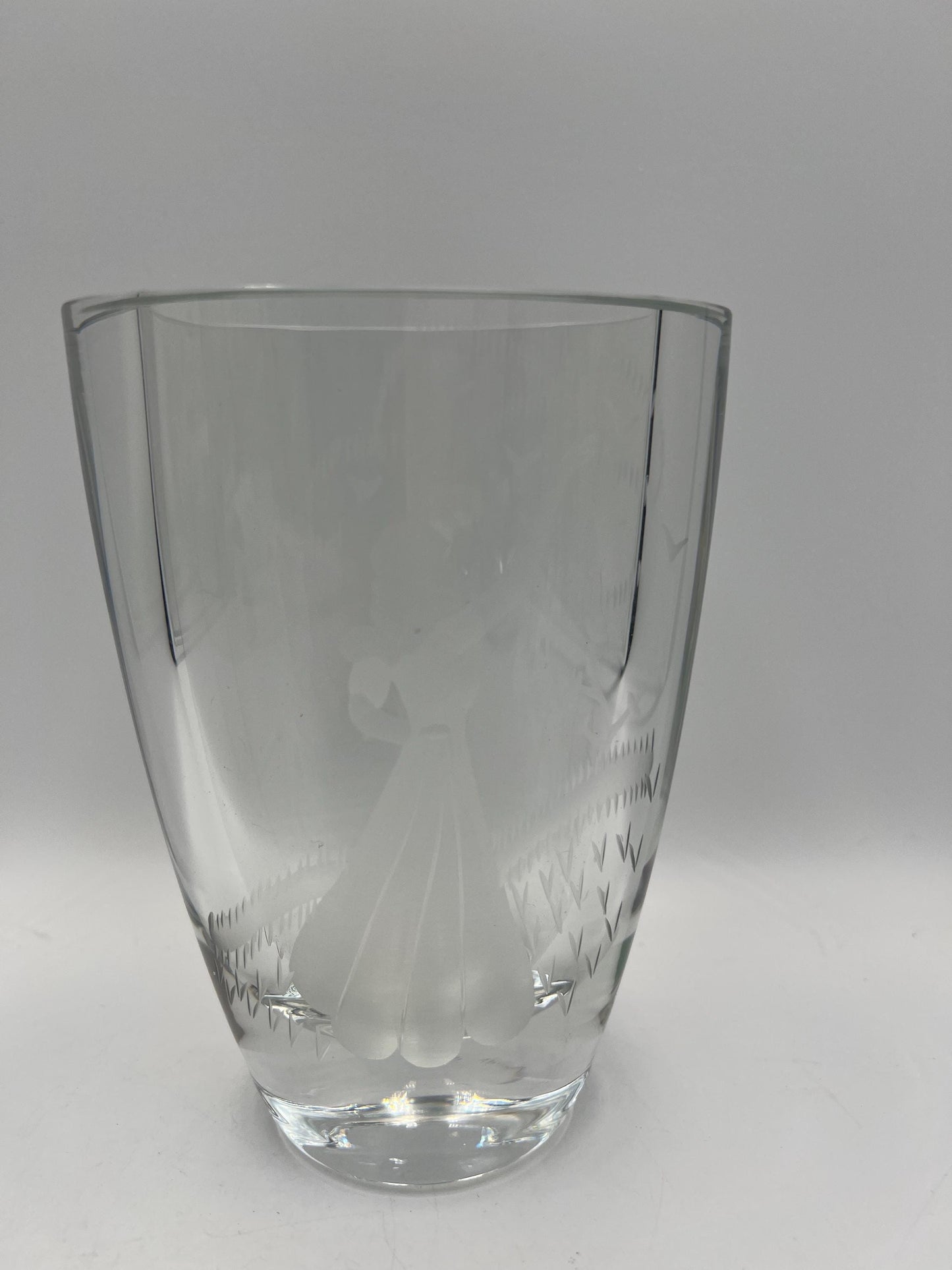Mid-Century Orrefors Vase - Girl with Birds, Swedish Art Glass