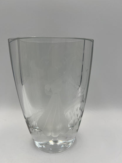 Mid-Century Orrefors Vase - Girl with Birds, Swedish Art Glass