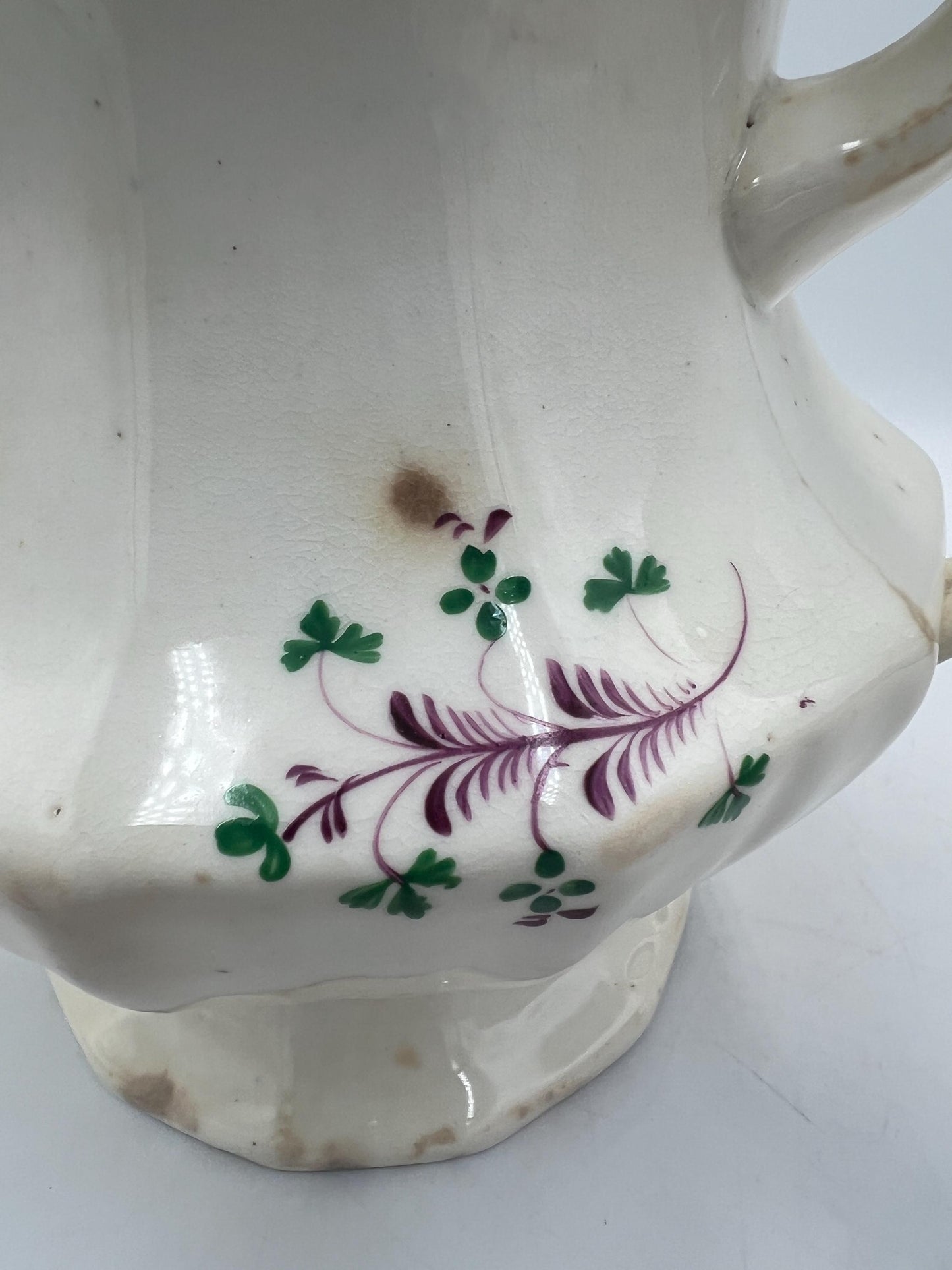 Antique Staffordshire Sprigware teapot, likely from the early 19th century