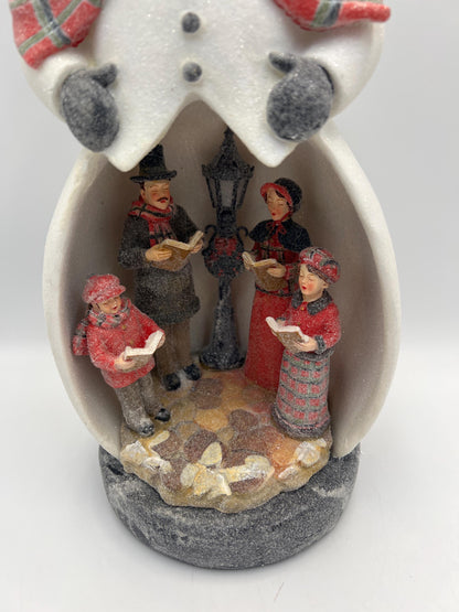 Snowman Christmas Decor: Light-Up Carolers Figurine (Medium Size)